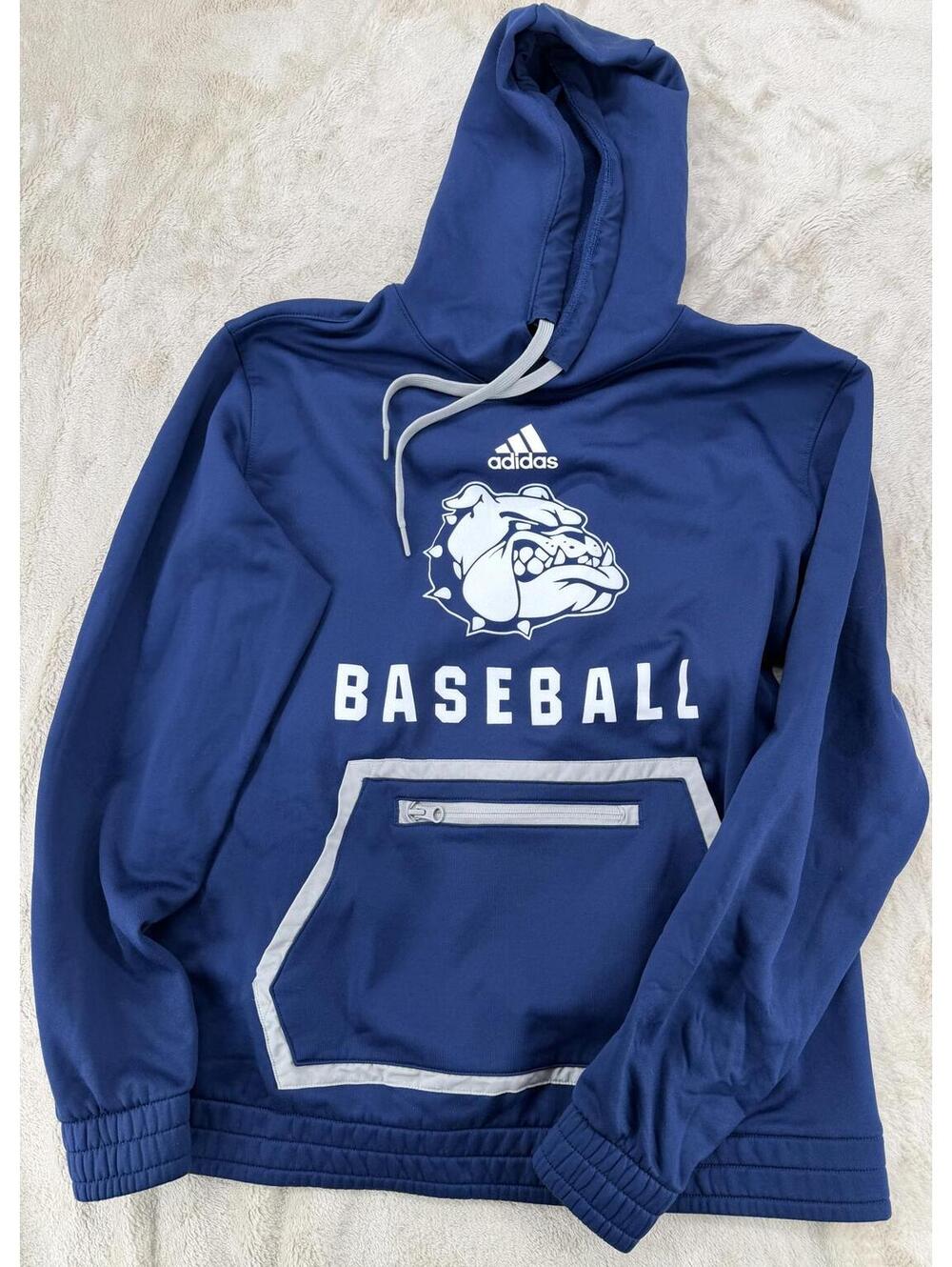 Adidas Baseball‎ Hoodie Pullover Relaxed Fit Large Polyester Navy Blue